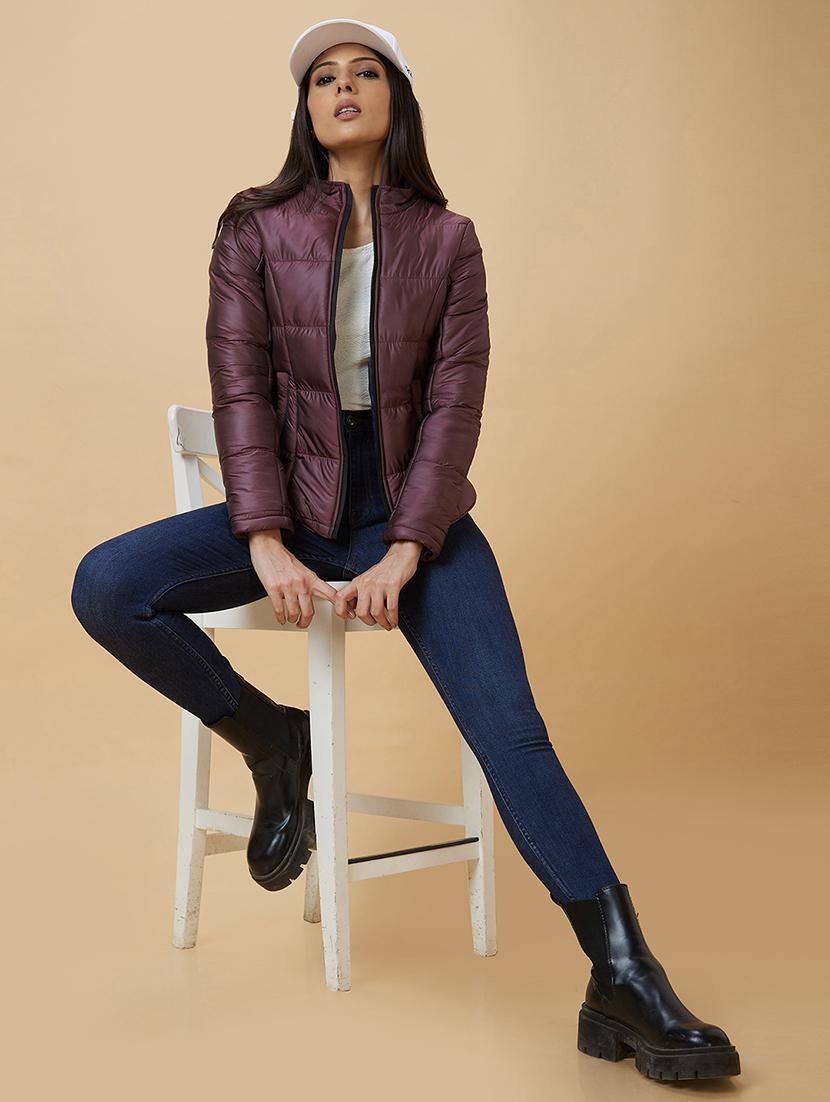 women solids quilted long sleeve jackets - 21237601 - Standard Image - 3