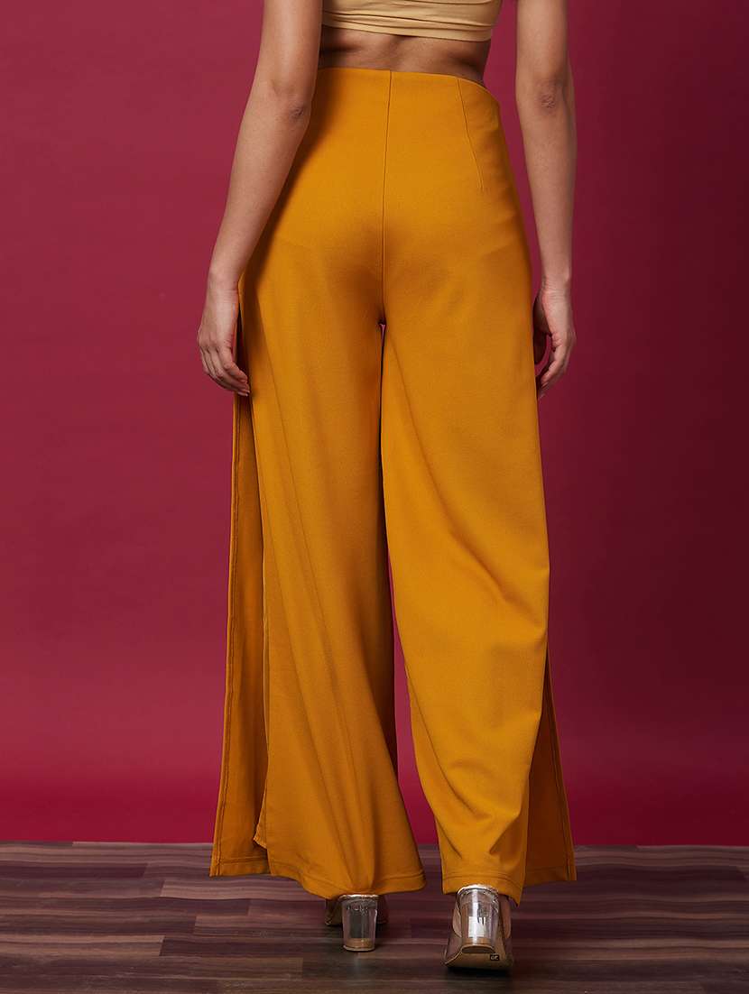 women high rise solid wide leg trouser - 21237712 -  Standard Image - 3