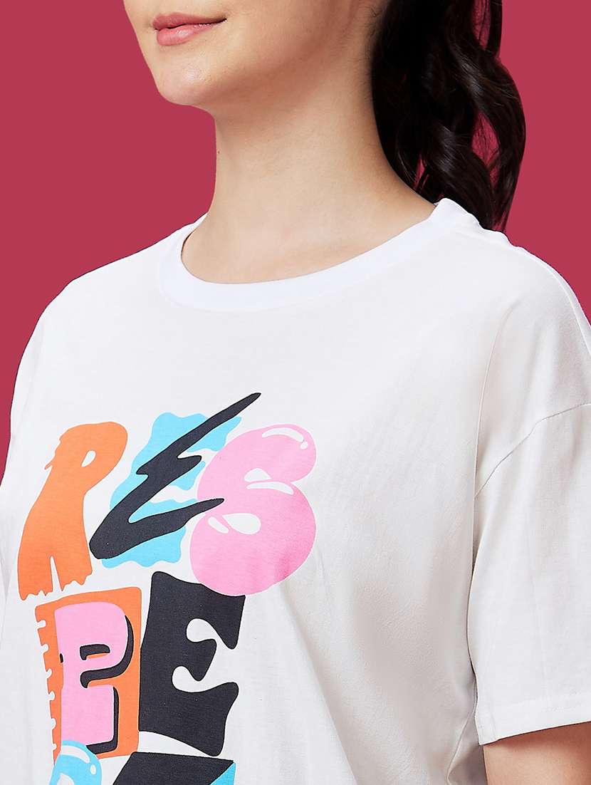 women round neck front printed t-shirt - 21237766 -  Standard Image - 5