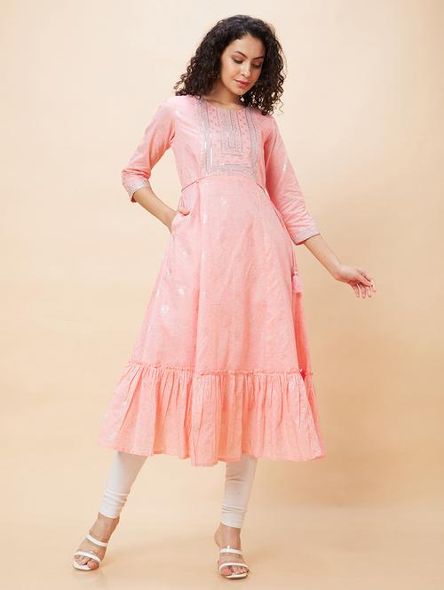 women three quarter sleeve a-line kurta - 21237793 - Standard Image - 0