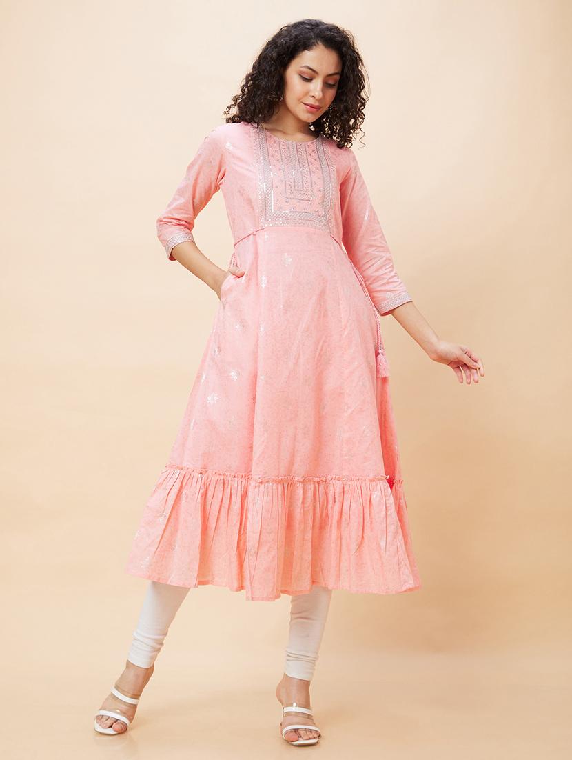 women three quarter sleeve a-line kurta - 21237793 - Zoom Image - 0