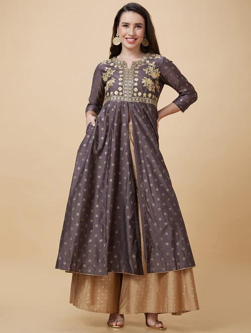 women three quarter sleeve a-line kurta - 21237813 - Standard Image - 0