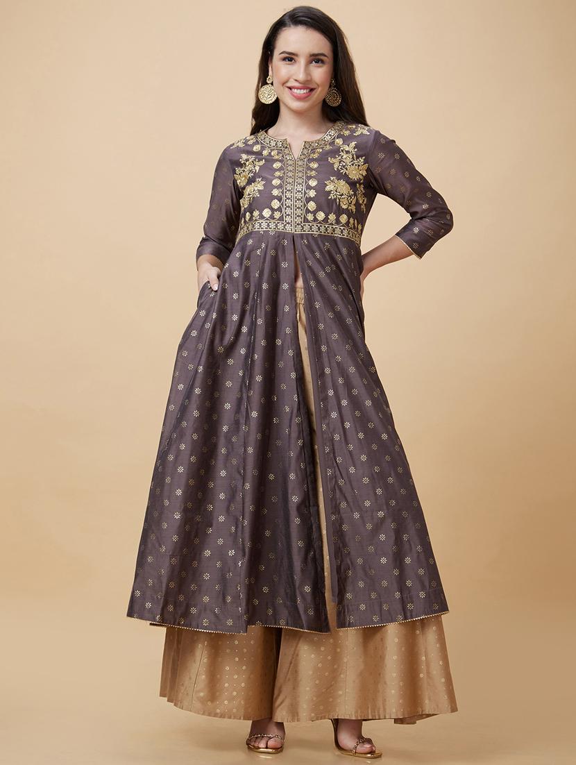 women three quarter sleeve a-line kurta