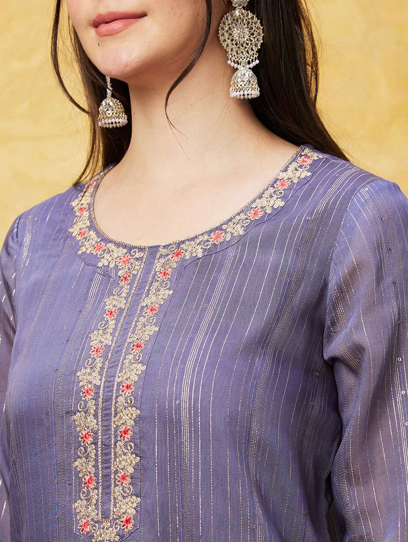 women three quarter sleeve straight kurta - 21237821 -  Standard Image - 5