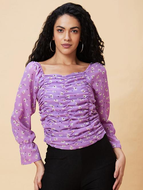 purple floral print top - 21237825 -  Standard Image - 0