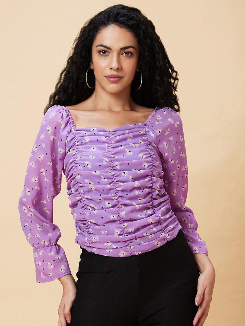 purple floral print top - 21237825 -  Zoom Image - 0
