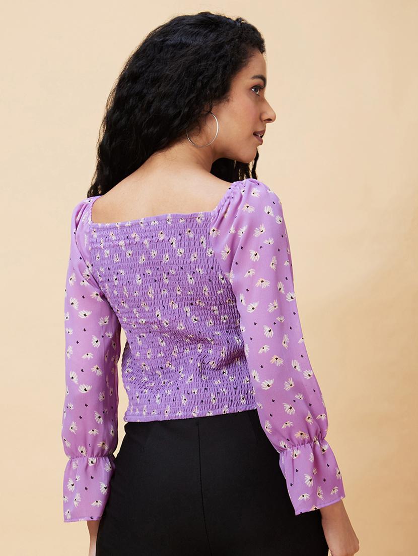 purple floral print top - 21237825 - Standard Image - 3