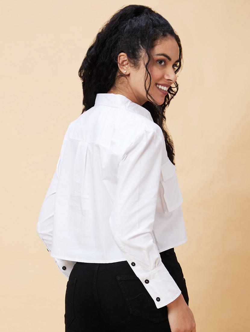 white cotton shirt top - 21237827 - Standard Image - 3