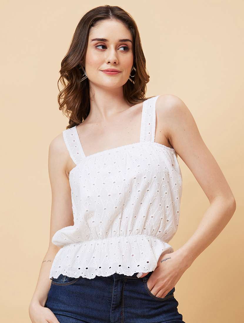 white cotton peplum top - 21237840 - Zoom Image - 0