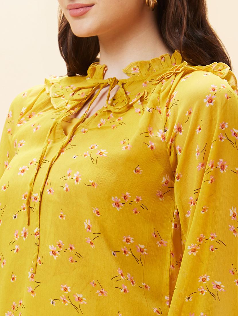 yellow floral printed regular top - 21237848 - Standard Image - 5