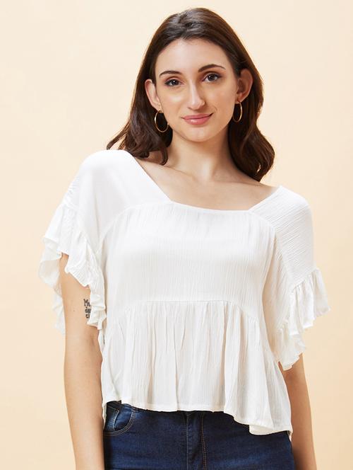 white viscose peplum top - 21237851 -  Standard Image - 0