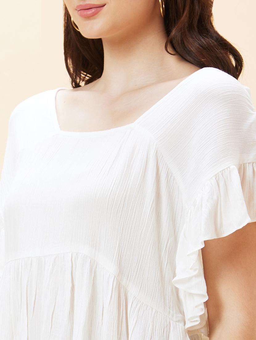 white viscose peplum top - 21237851 - Standard Image - 5