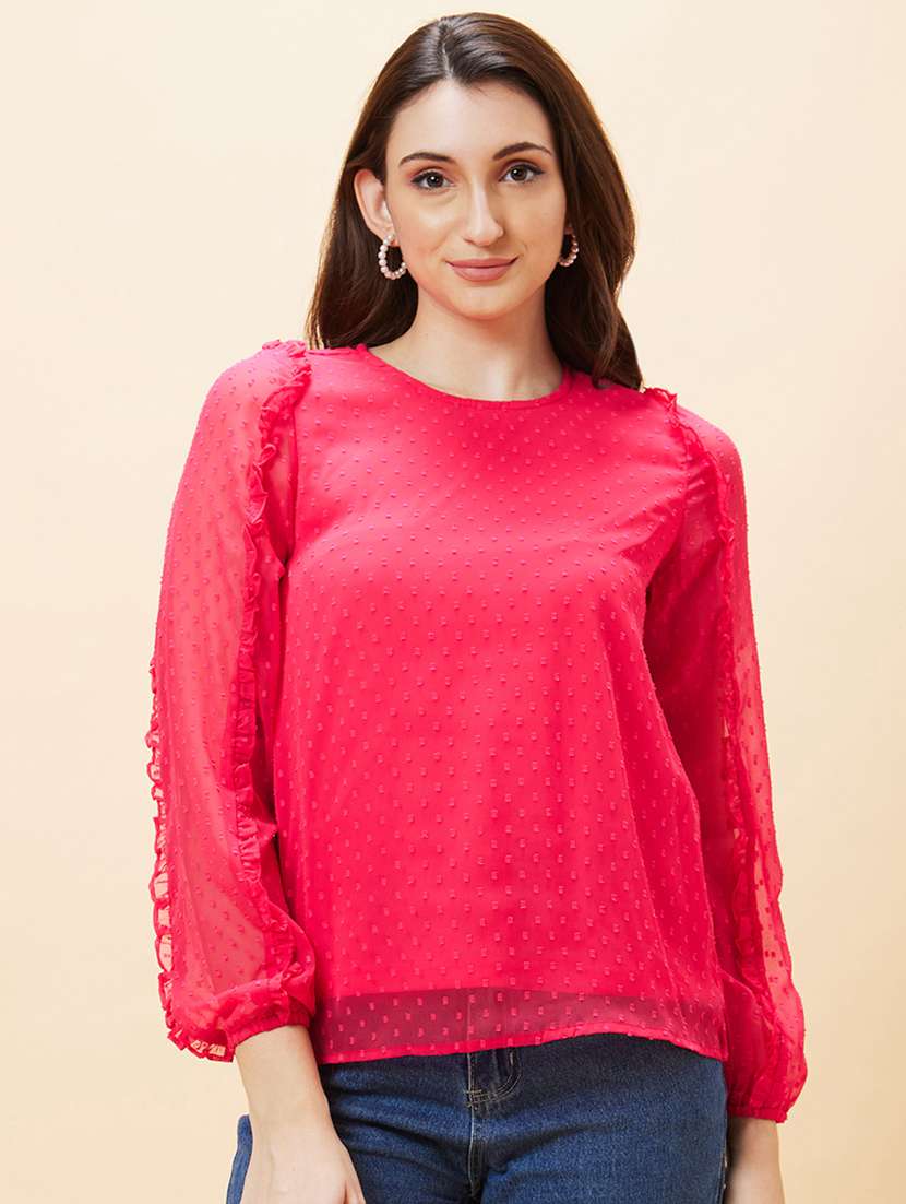 pink self-designed regular top