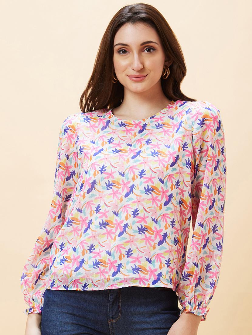 multicolored floral printed regular top - 21237859 -  Zoom Image - 0