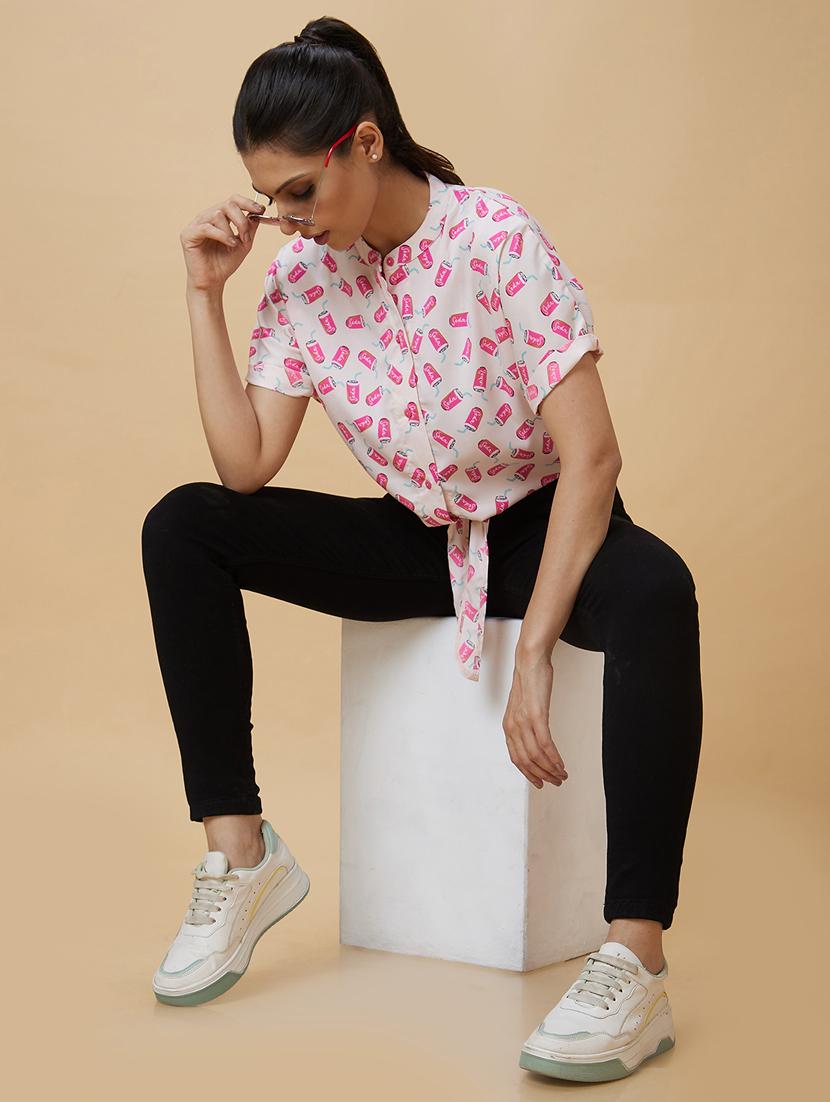 pink polyester regular top - 21237864 - Standard Image - 3
