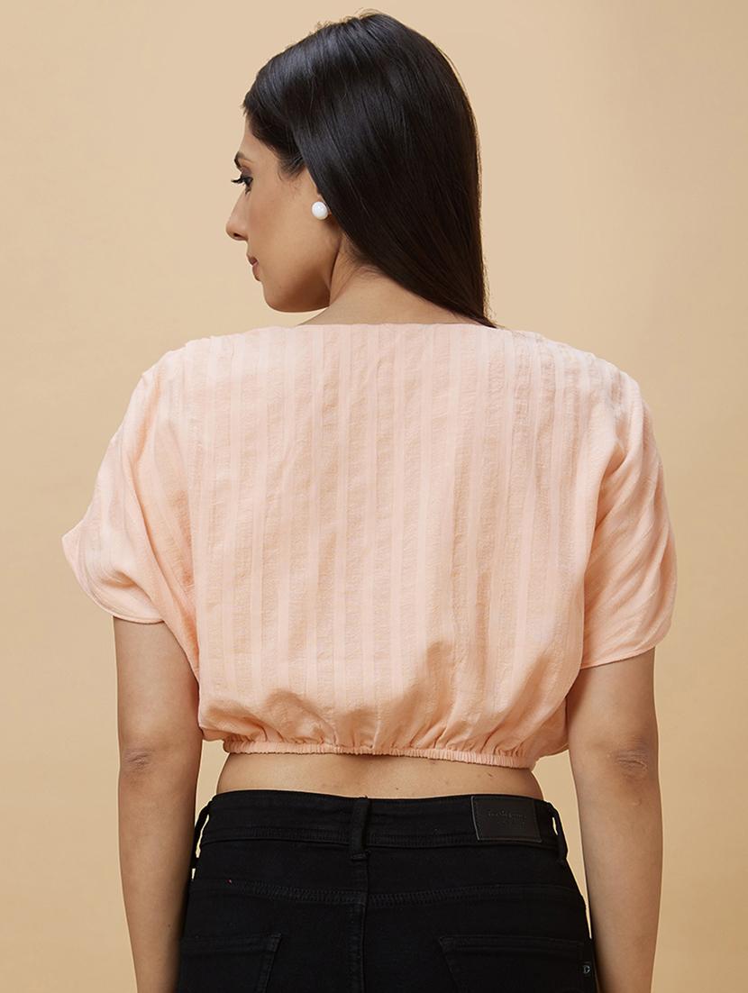 peach cotton wrap top - 21237865 - Standard Image - 3