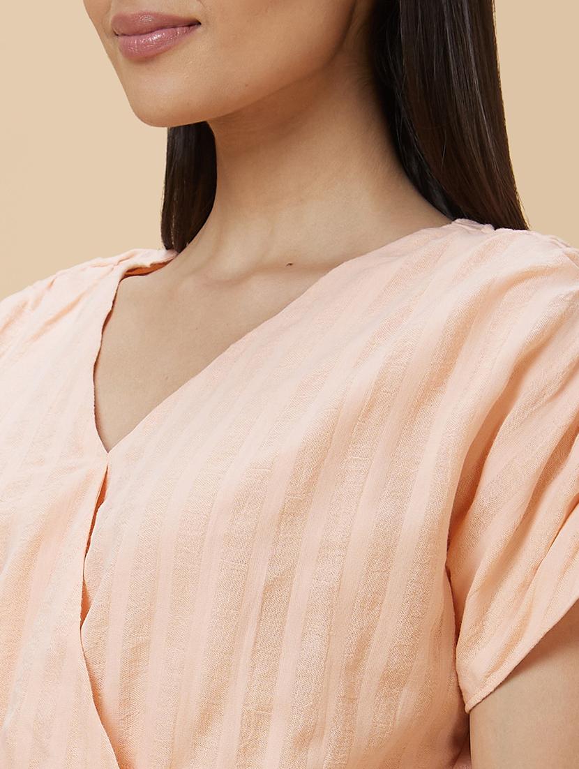 peach cotton wrap top - 21237865 - Standard Image - 5