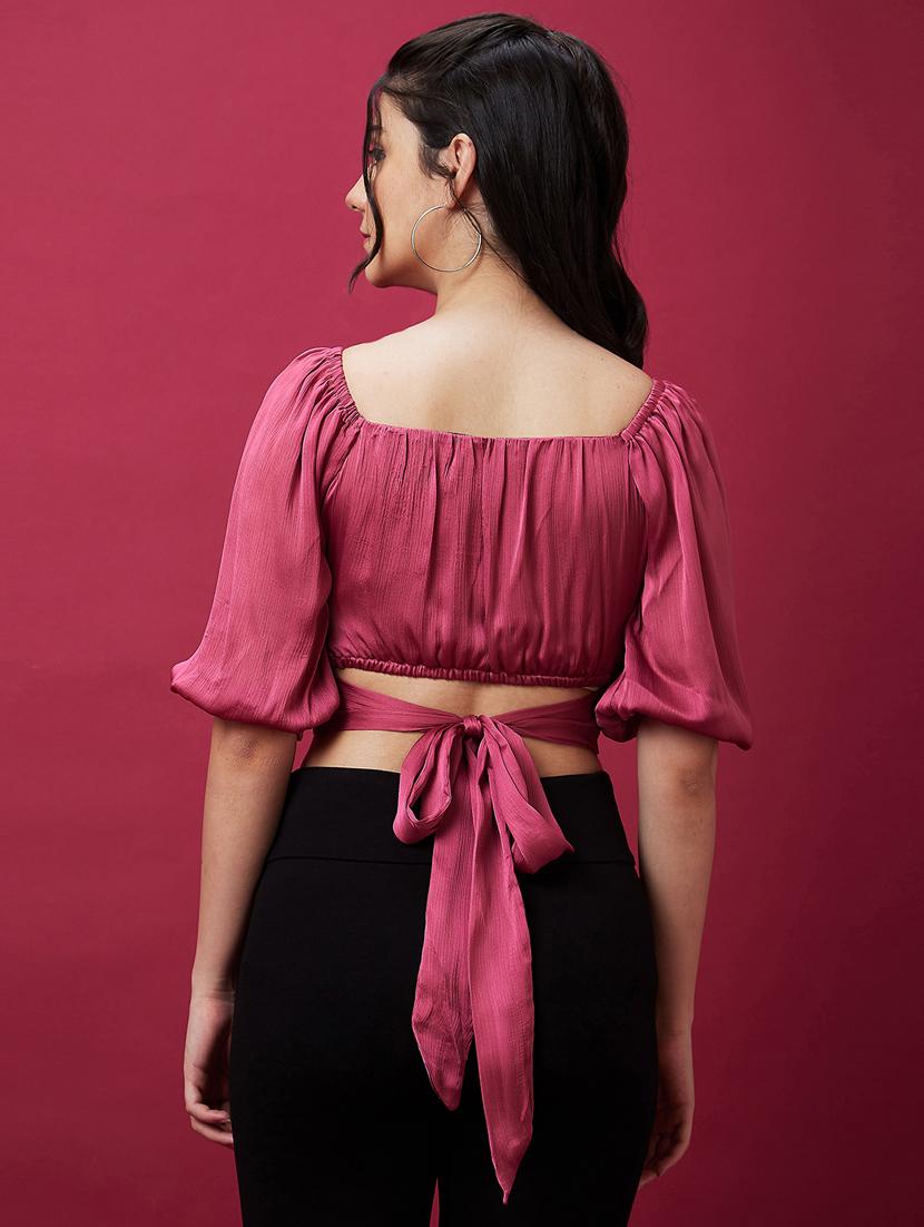 pink polyester crop top - 21237872 - Standard Image - 3