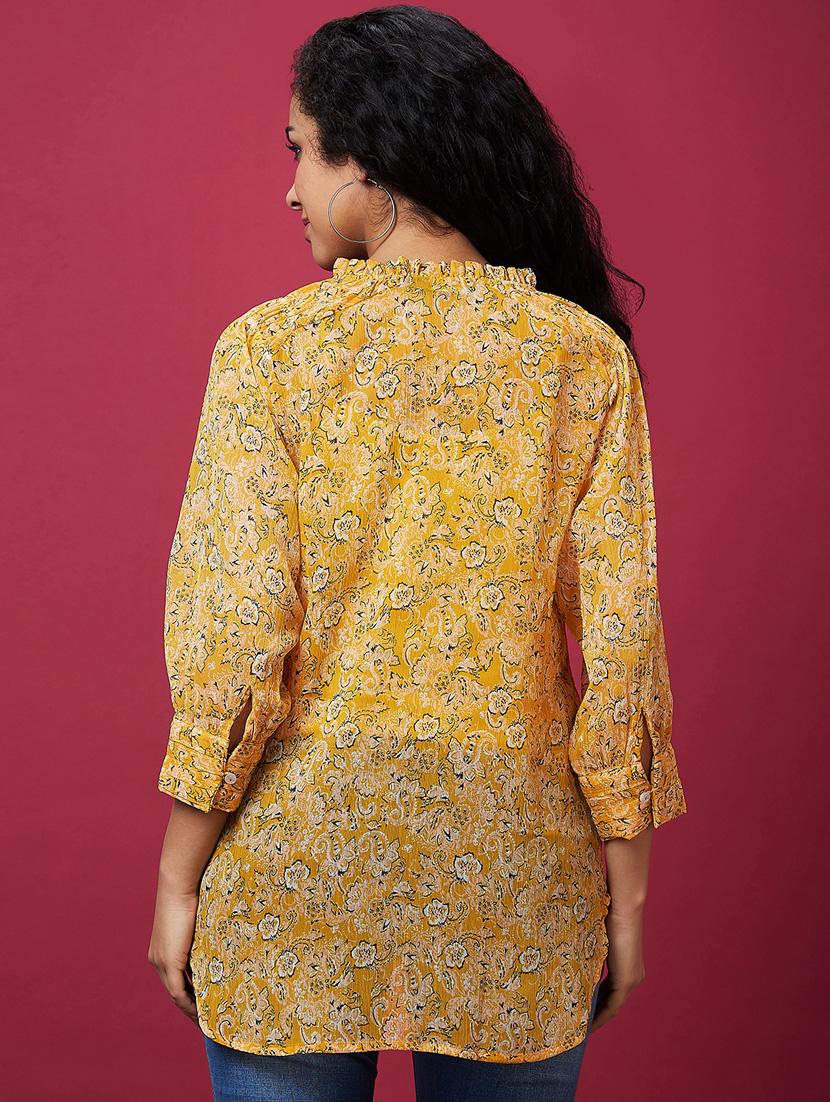 women yellow floral printed top with inner - 21237893 - Standard Image - 3