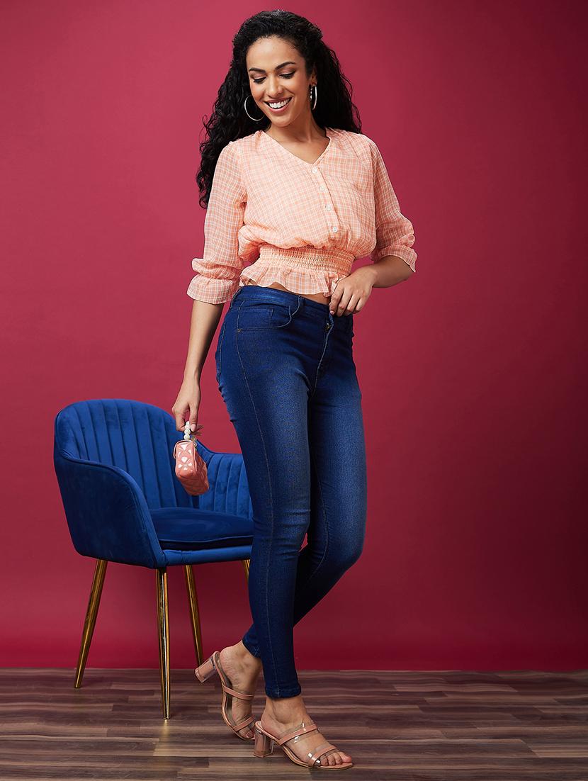 peach polyester peplum top - 21237896 - Standard Image - 3