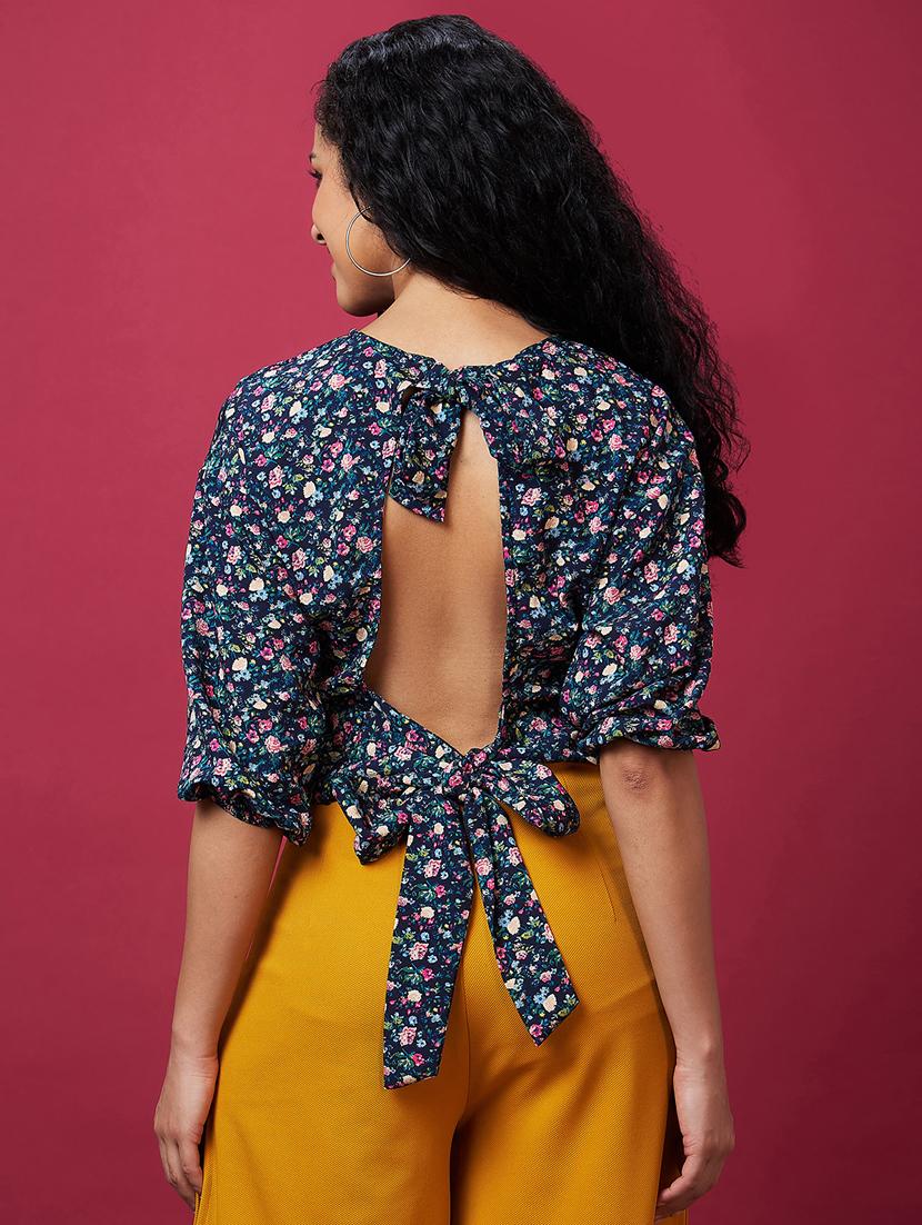 navy blue polyester regular top - 21237902 - Standard Image - 3