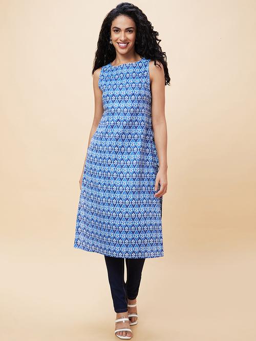 women boat neck printed straight kurta - 21237915 - Standard Image - 0