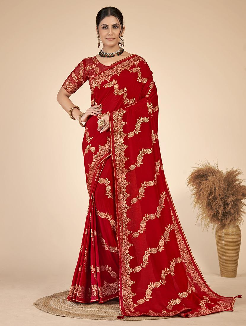women solid with work bordered saree with blouse