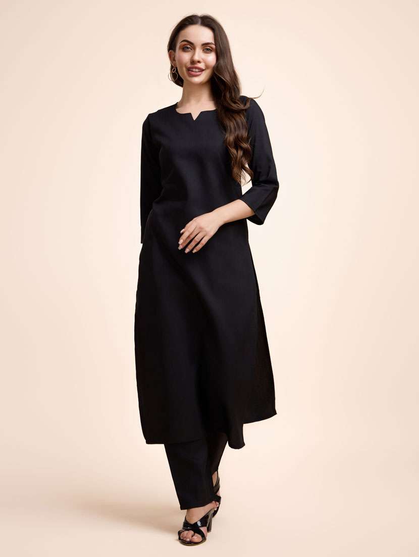 women black solid  kurta pant set