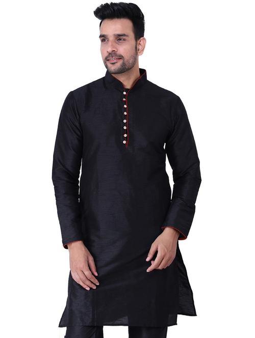 men mandarin neck solid long kurta - 21238446 - Standard Image - 0