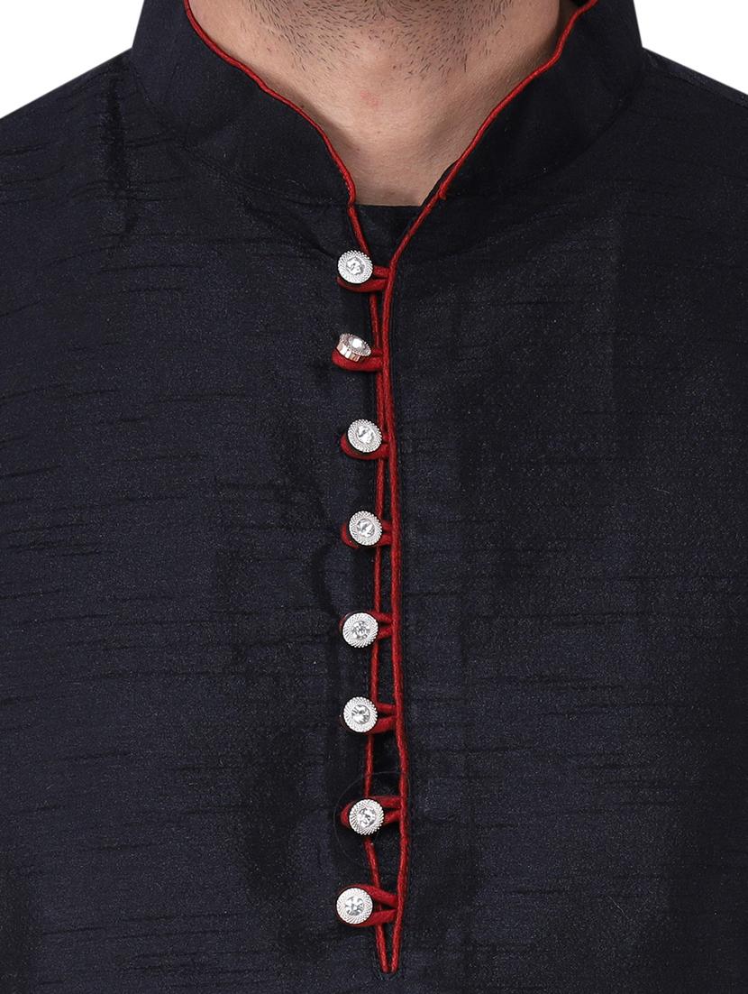 men mandarin neck solid long kurta - 21238446 - Standard Image - 3