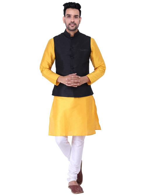 men mandarin neck kurta pyjama set with jacket - 21238505 -  Standard Image - 0