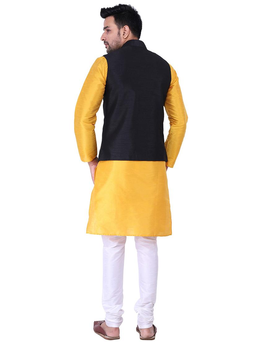 men mandarin neck kurta pyjama set with jacket - 21238505 - Standard Image - 3