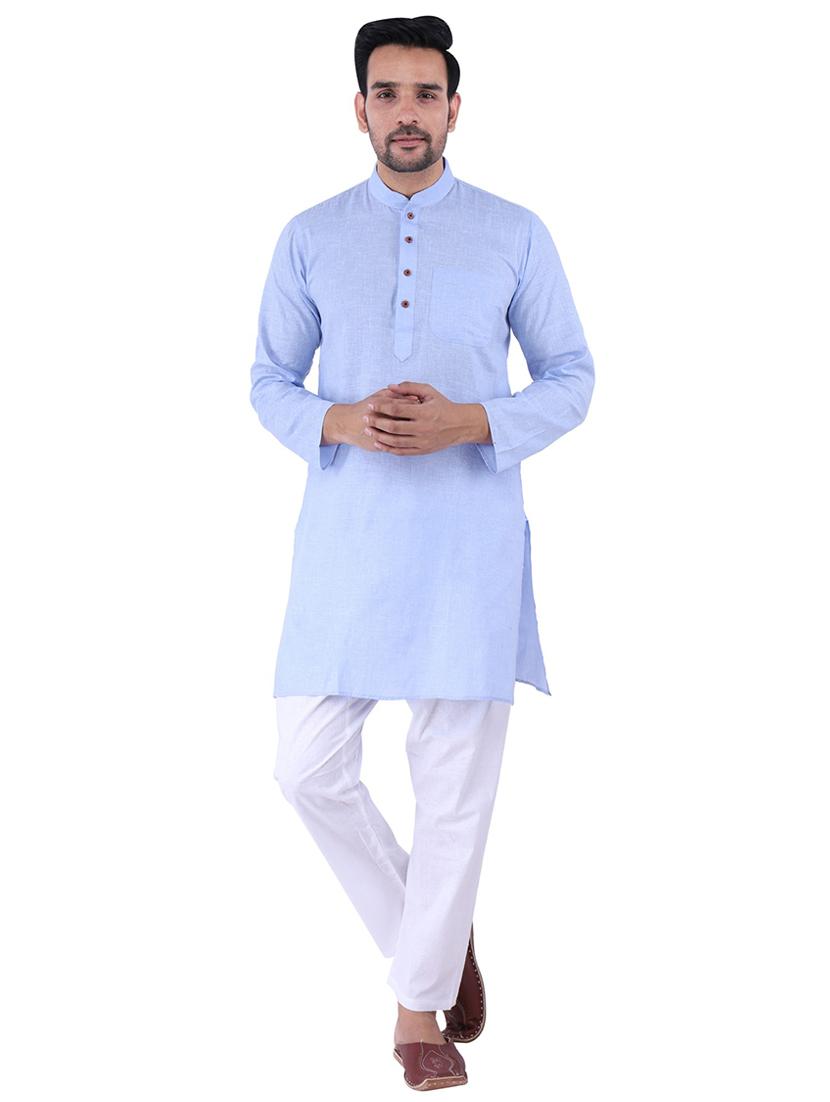 men solid kurta pyjama ethnic set