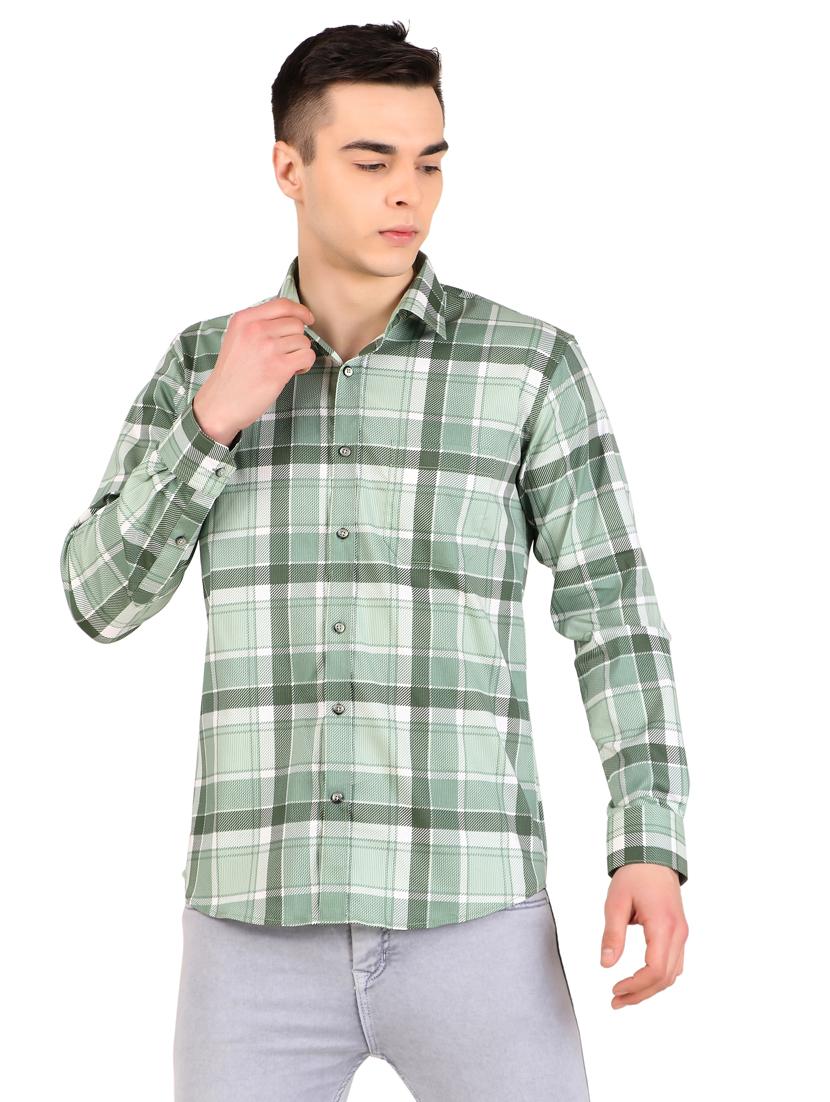 men checkered cotton casual shirt