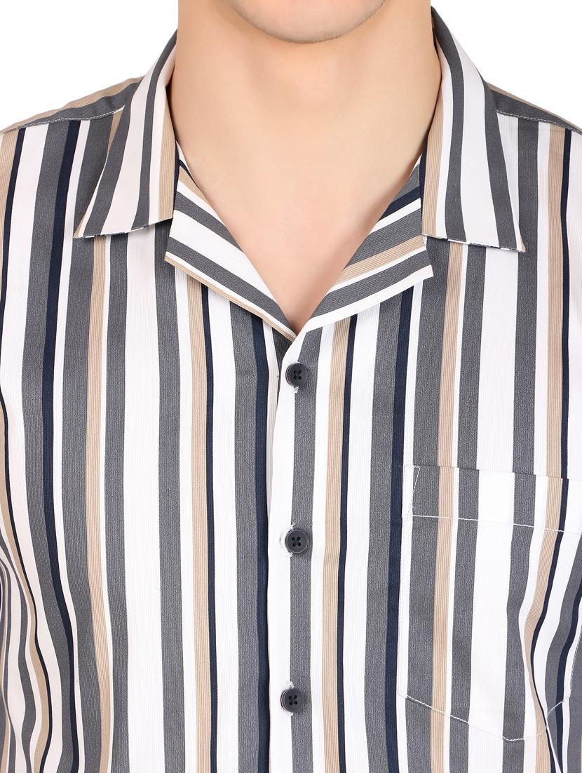 men striped cotton casual shirt - 21238617 - Standard Image - 3