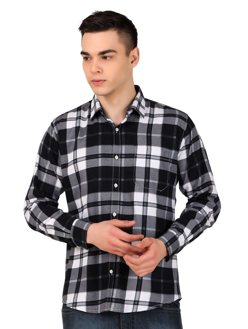 men checkered cotton casual shirt