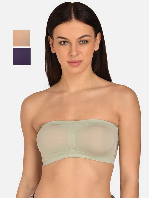 women multicolored set of 3 solid tube bra - 21239359 - Standard Image - 0