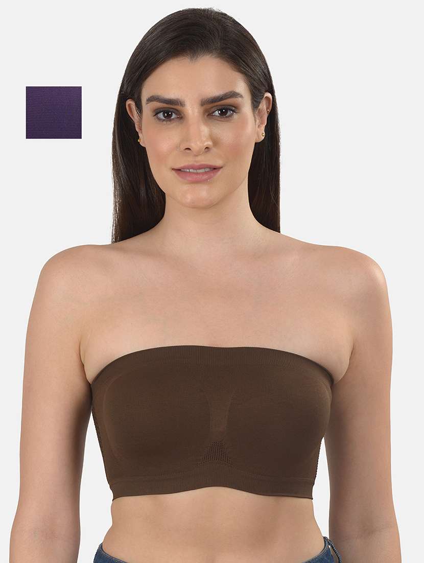 women multicolored set of 2 solid tube bra