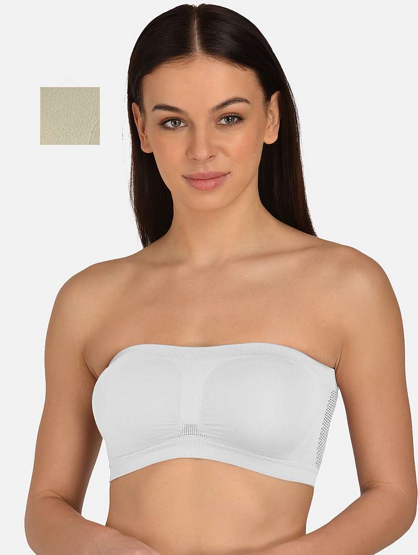women multicolored set of 2 solid tube bra