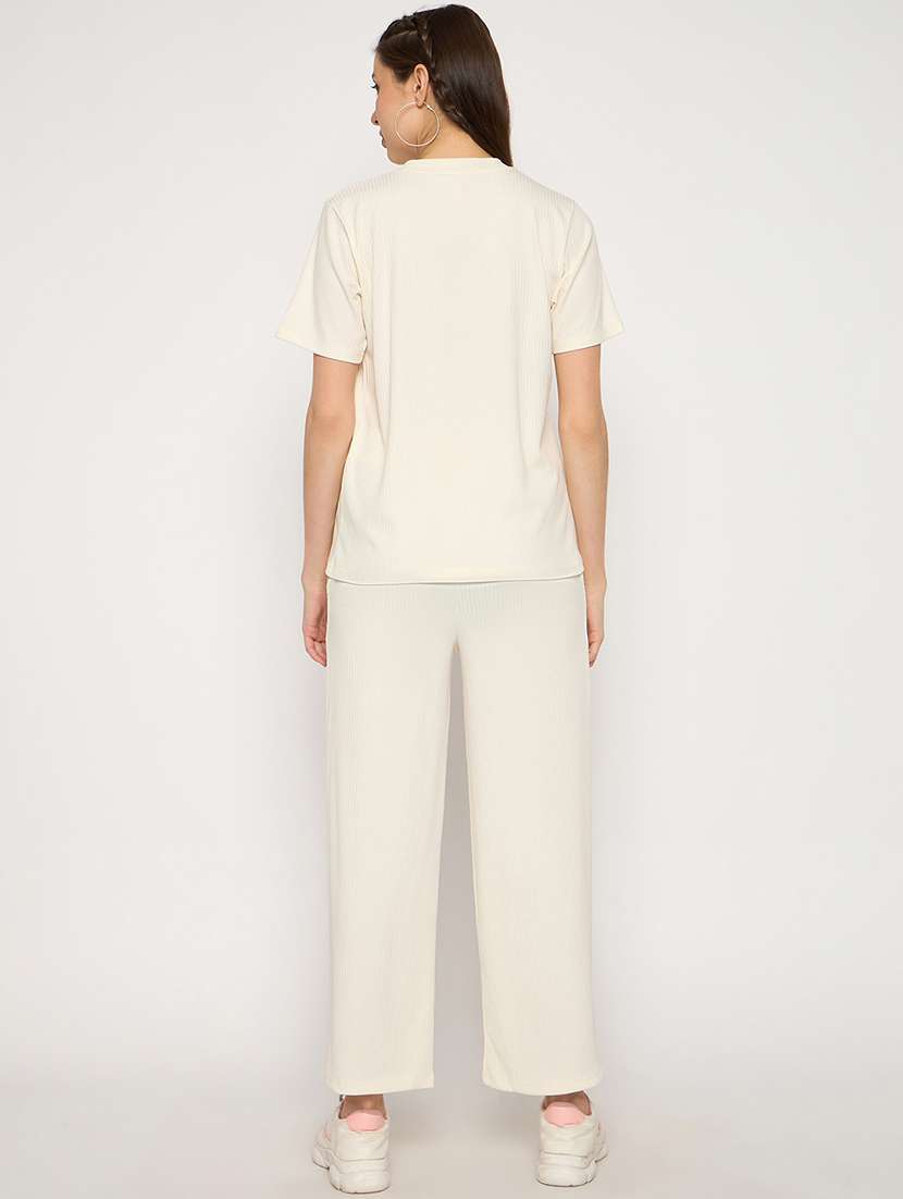 women round neck solid nightwear set - 21239413 -  Standard Image - 3