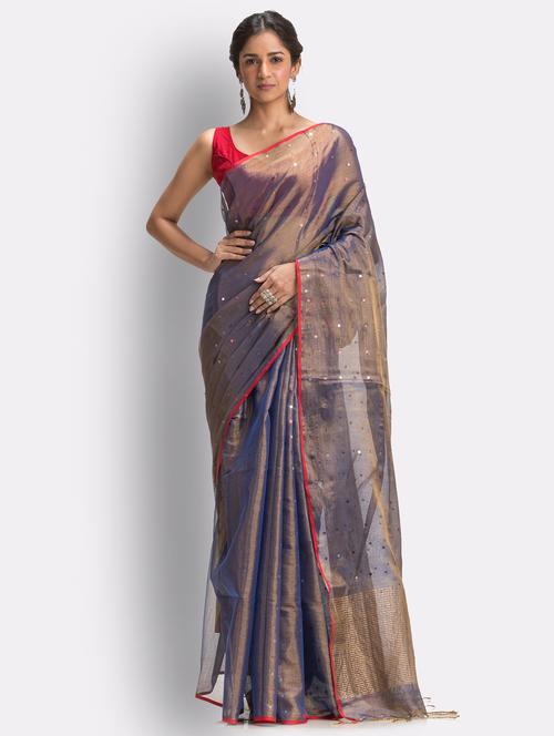 grey cotton handloom saree - 21241228 -  Standard Image - 0