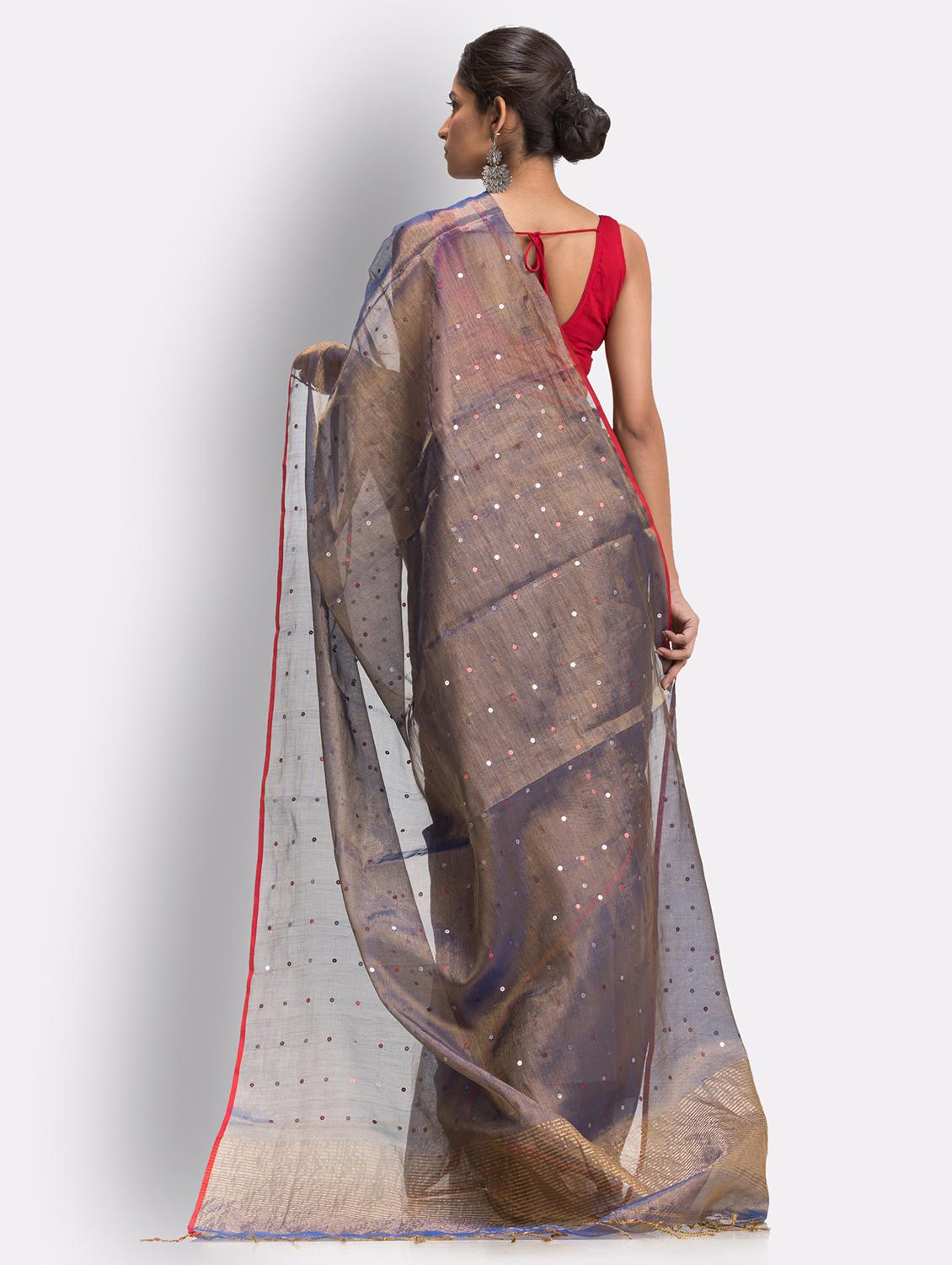 grey cotton handloom saree - 21241228 - Standard Image - 5