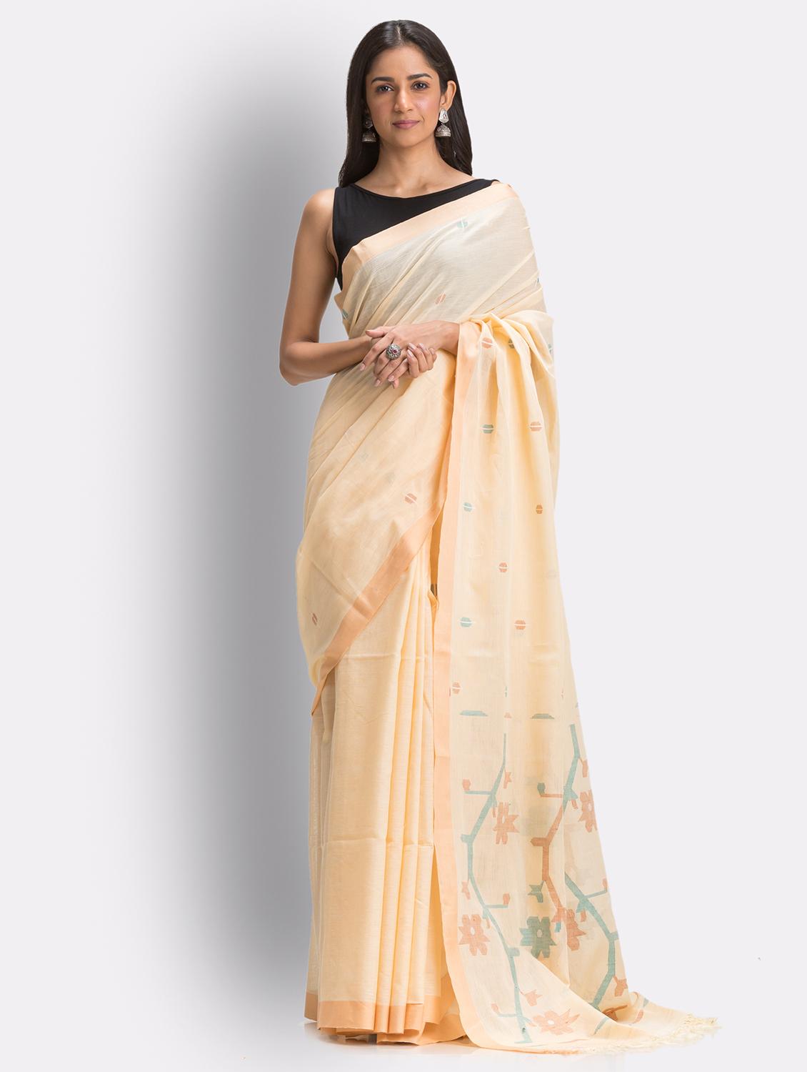cream handloom saree with blouse - 21241991 - Standard Image - 3