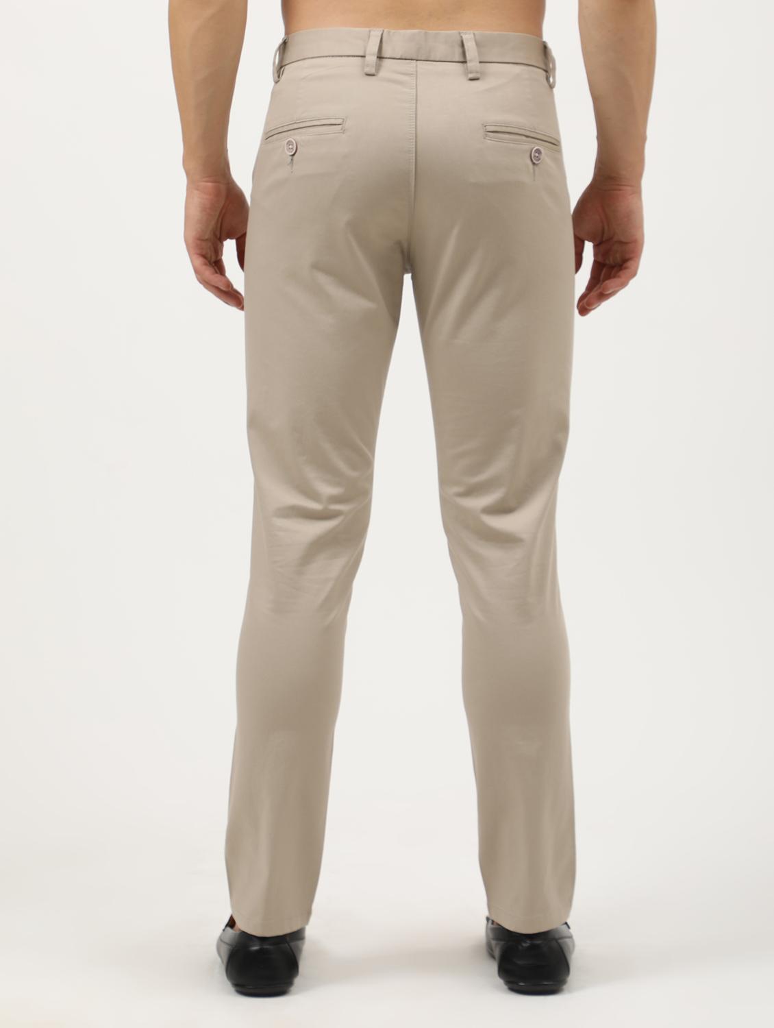 men solid cotton chinos casual trouser - 21242446 - Standard Image - 3
