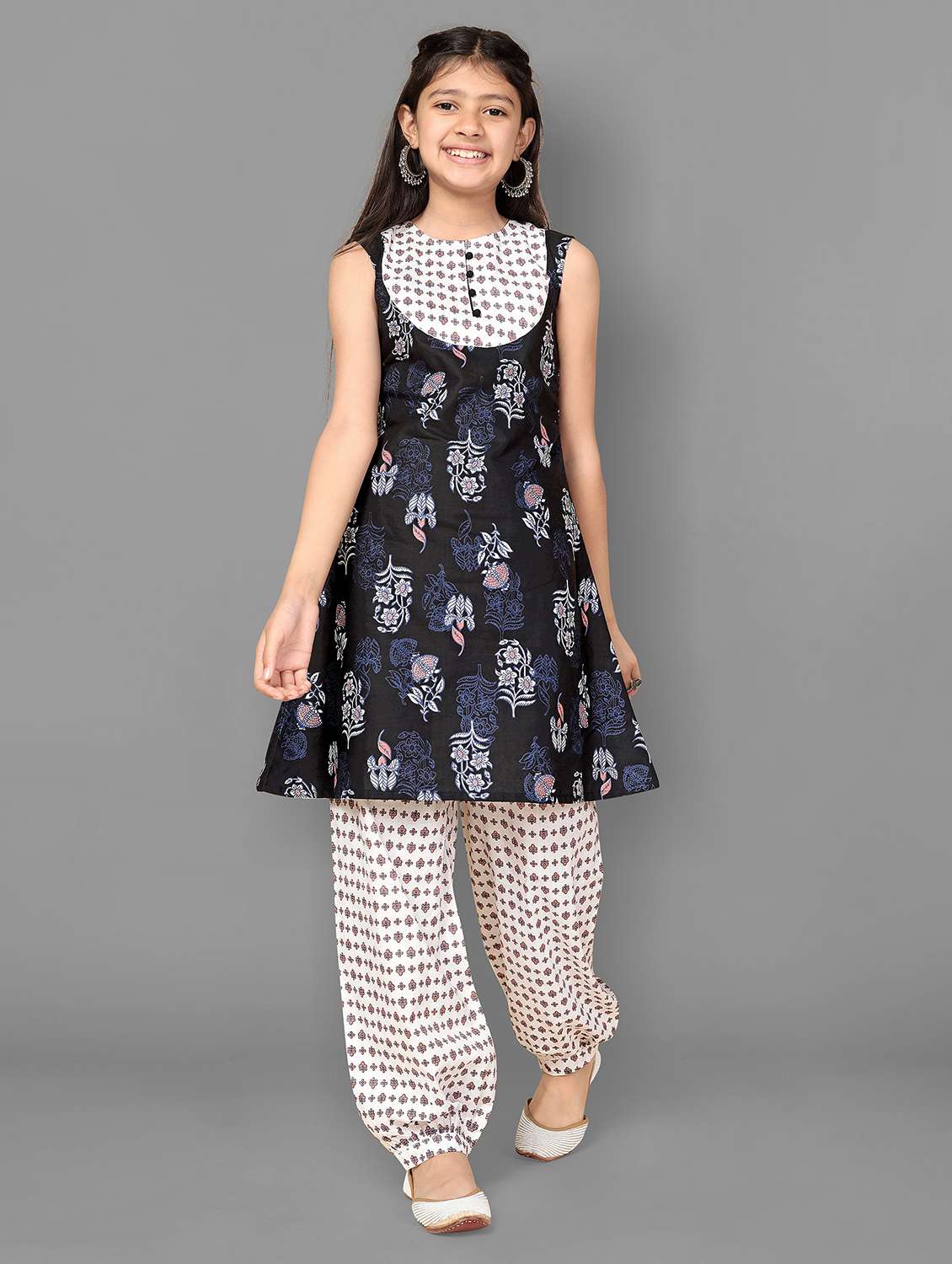 black cotton blend kurta palazzo set 