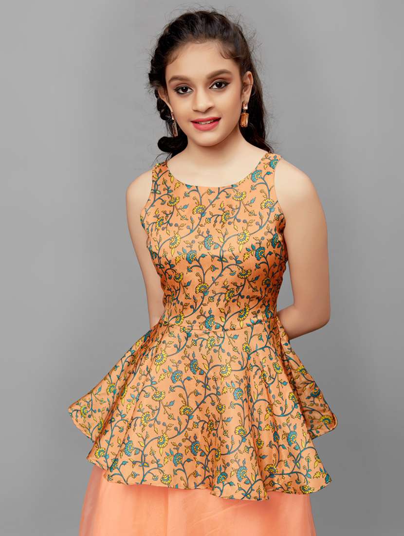 peach rayon skirt top set  - 21242741 -  Standard Image - 3