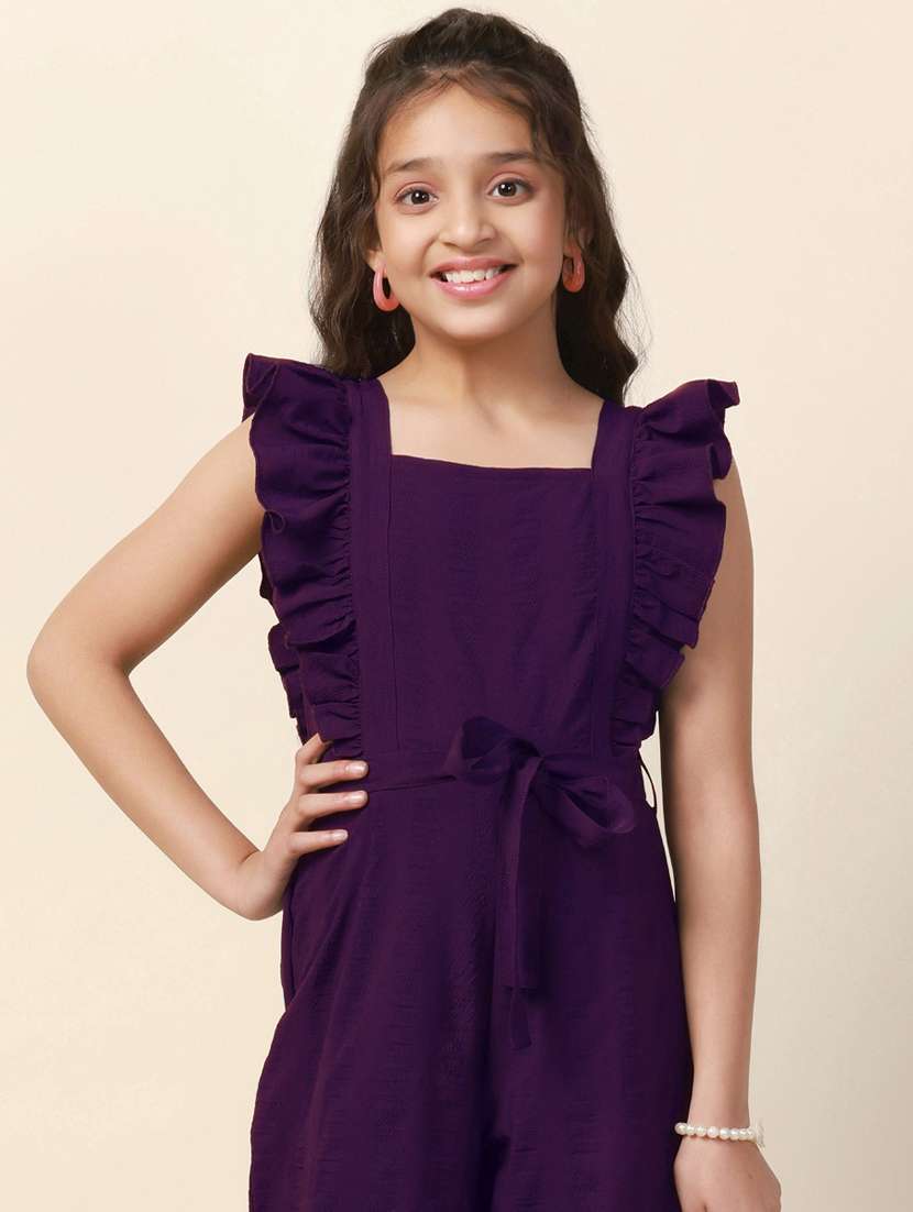 girls solid full length jumpsuit - 21242809 -  Standard Image - 3
