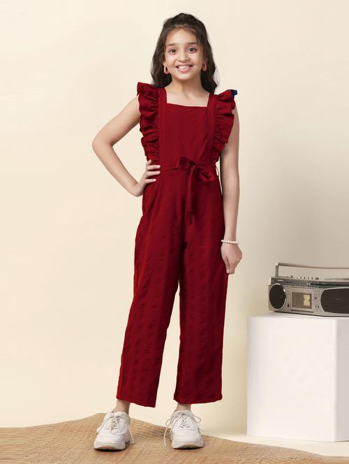 girls solid full length jumpsuit - 21242811 -  Standard Image - 0