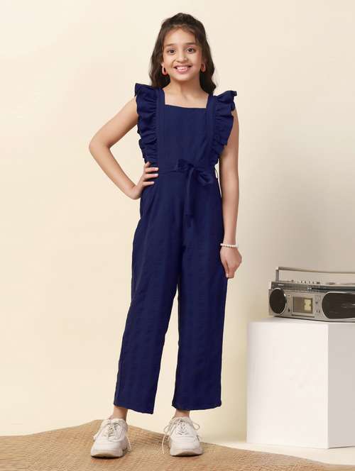 girls solid full length jumpsuit - 21242812 - Standard Image - 0