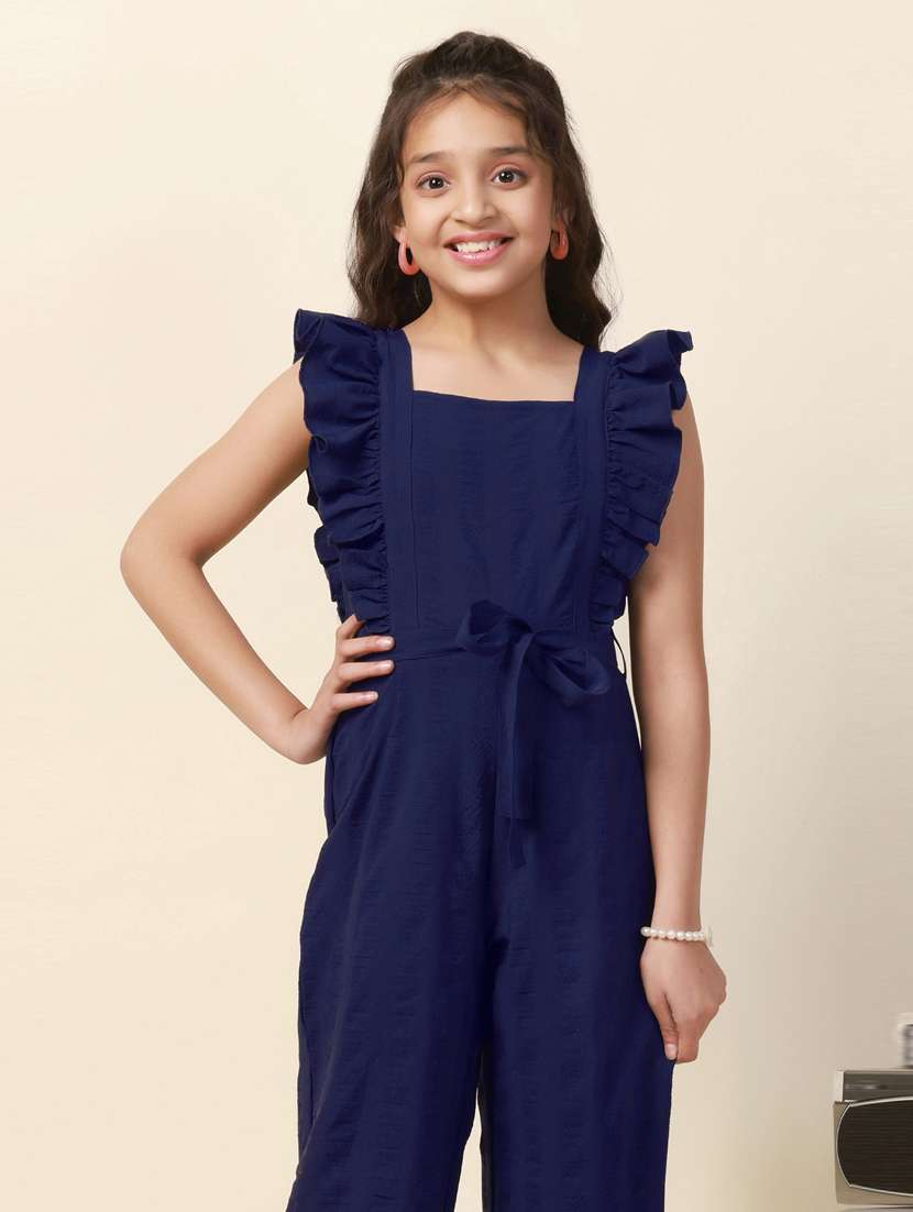 girls solid full length jumpsuit - 21242812 - Standard Image - 3